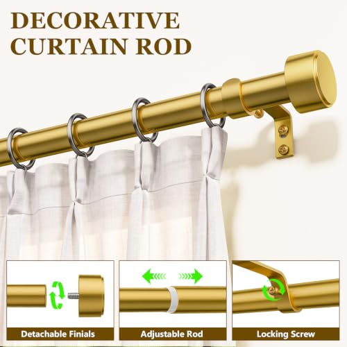 Curtain Rods for Windows 32-96 Inch, 1 Inch Adjustable Flash Gold Curtain Rod Set with Brackets, Easy Install - color: Flash Gold, size: 32"-96"/1 Pack