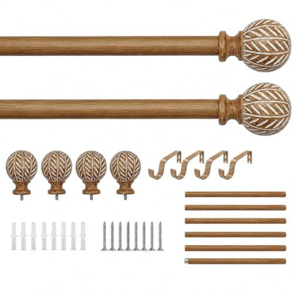 Wood Curtain Rod for Windows 48 to 84 Adjustable Curtain Rod Set of 2 - size: 48"-84" (2 Pack)