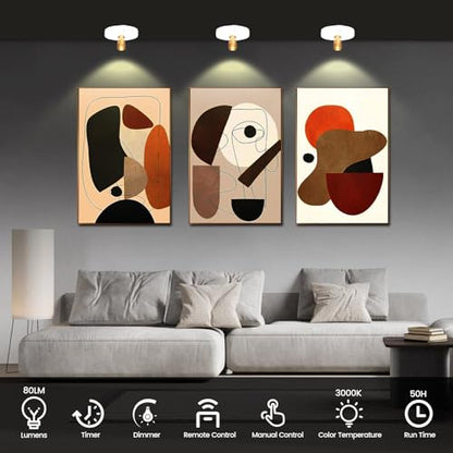Wireless Spotlight Battery Powered, LED Picture Light with Remote - color: White+Gold