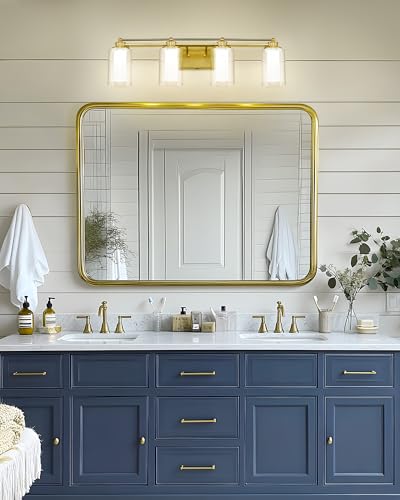 HWH 4-Light Bathroom Vanity Light, Brushed Gold, 5CCT, 5HLT63B-4W-LED BG - color: Brushed Gold + LED, size: 4 Lights
