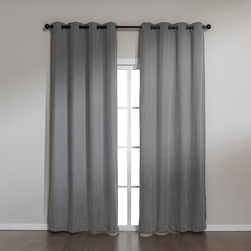 Amazon Basics Chenille Room Darkening Curtains, Light Filtering Window Drapes for Bedroom and Living Room, 2-Panel Set with Grommets, 52" W × 95" L, Grey Solid - color: Grey, size: 52"W x 95"L (Pack of 2)