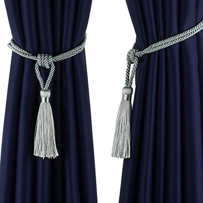 4 Pack Curtain Tiebacks Handmade Tassel Rope Curtain Holdbacks - color: Light Blue, size: 4p
