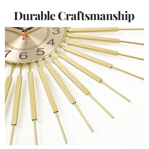 Cuspin 30 Inch Gold Large Wall Clock, Mid Century Modern Sunburst Clocks - color: Gold Atomic Sunburst, size: Large