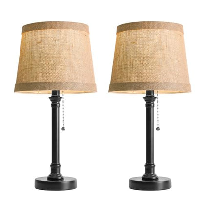 Oneach 19.5" Black Rustic Table Lamps Set of 2 for Living Room Bedroom - color: Dark Brown