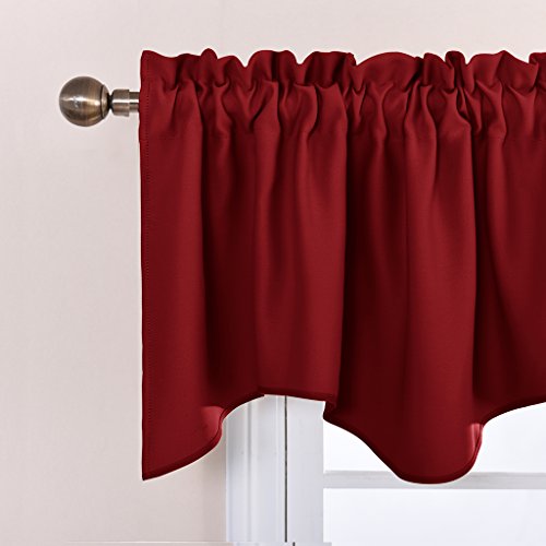NICETOWN 2 Panels Red Kitchen Blackout Valances for Windows, 42W x 18L - color: Burgundy Red, size: 42"W x 18"L (Pack of 2)