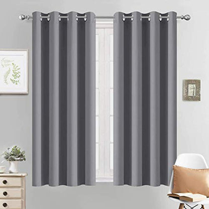 Yakamok Grey Room Darkening Curtains 52x54 inch Gray Grommet-Living Room - color: Grey, size: 52"W x 54"L (Pack of 2)