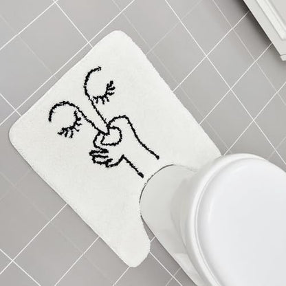 Drydiet U Shaped Toilet Rug Washable Cute Bath Mat 24x20,Stick Figure - style: Bad Smell Humorous