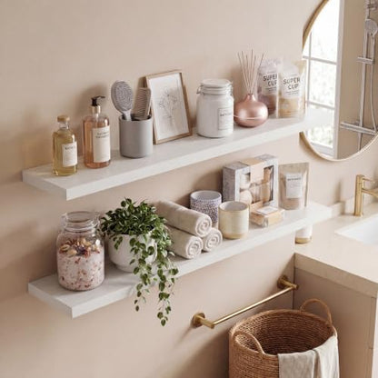 Vivelove 10 Inch Deep Floating Shelves 40” Set of 2, White - color: White, size: 40”wx10.2”dx1.5”h