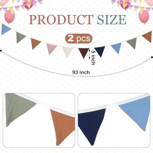 Oudain 2 Pcs Pennant Banner Flags Nursery Garland Triangle, Neutral Color - color: Neutral Color
