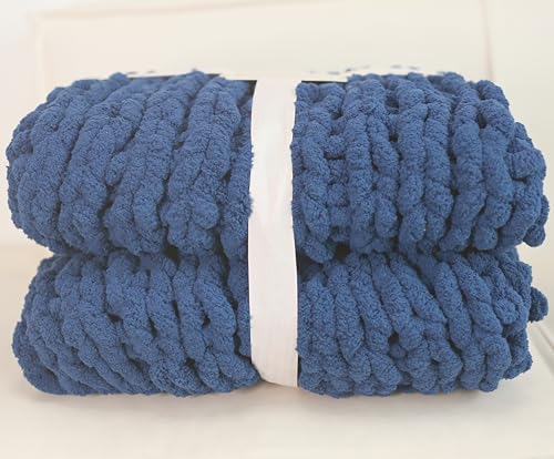 Soft Chunky Knit Throw Blanket for Couch, Cozy Warm Knitted Blankets - color: Navy Blue, size: 40"x60"(Medium Size Throw)