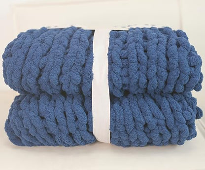 Soft Chunky Knit Throw Blanket for Couch, Cozy Warm Knitted Blankets - color: Navy Blue, size: 40"x60"(Medium Size Throw)