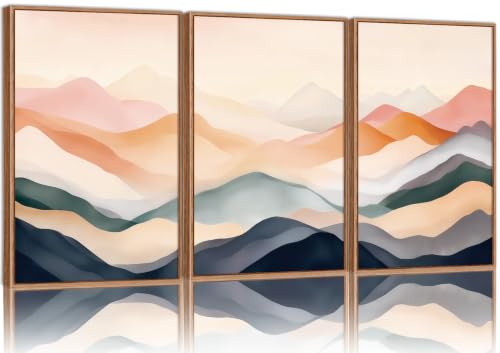 SIGNINART Boho Abstract Mountain Framed Canvas Wall Art, Earthy Toned Nature Landscape Wall Decor, Watercolor Scenery Artwork, Modern Minimalist Art Paintings for Living Room Bedroom Office 16"x24"x3 - color: Boho Abstract Mountain, size: 24"L x 16"W