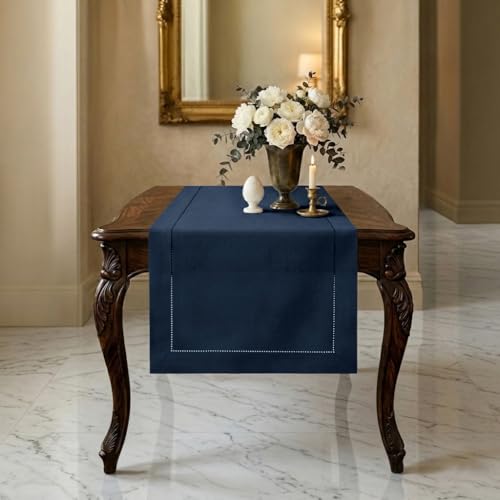 Signature Linen™ by D'Moksha, 100% Linen Navy Blue Table Runner 14 x 36 in - color: Navy Blue, size: 14 X 36 Inch