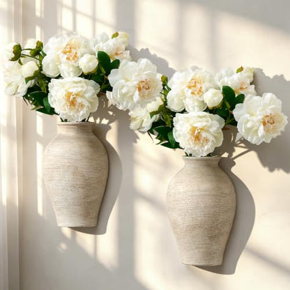 Vanselia 2 Pack Ceramic Wall Vase Home Decor Hanging Planter (12" Retro) - color: 2 Pack Retro-12"