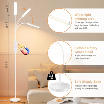 FRIDEKO HOME Floor Lamp for Living Room Over Chair Reading 18W 1800LM White - color: White CCT, 1 Pack