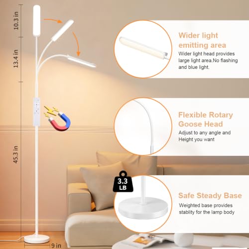 FRIDEKO HOME 2 Pack Floor Lamps for Living Room Reading Light, 1800LM White - color: White CCT, 2 Packs