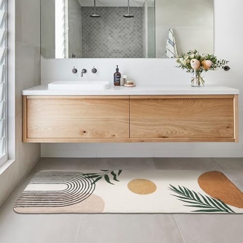 Boho Bathroom Runner Rugs 24 x 60 Non Slip, Large Long Bathroom Rug Cute Bath Mat for Bathtub Washable Shower Rug - color: Orange, size: 2' x 5' (Runner)
