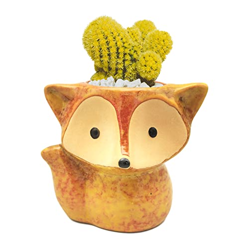 DIYOMR Animal Ceramic Planter Pot, 3.9" Fox Shaped Planters Ceramic Flowerpot Small Succulent Pots Cactus Pot for Home Decor Office Desktop Decoration - Plants Not Included (Yellow) - color: Yellow