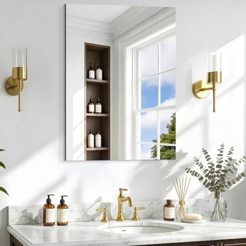 24x32 Inch Frameless Mirror, Frameless Bathroom Mirror for Over Sink - color: Frameless, size: 32"L x 24"W