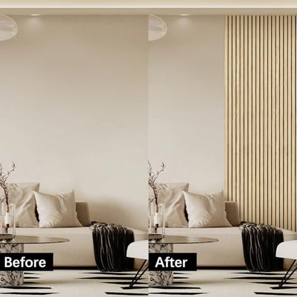 Wood Slat Wall Panel 2 PCS - Extra-Long Wood Wall Panels for Soundproof Home & Office, Easy Peel and Stick Acoustic Panels for Noise Cancelling (Oak 11.8"W x 94.5"L) - color: Oak-2 Packs