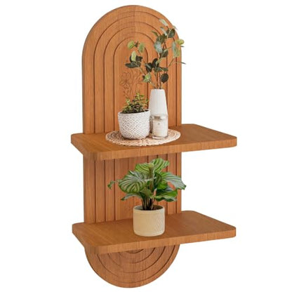 22x11.8Inch Boho Wall Decor, Mid Century Modern Wood Wall Shelf,Light Brown - color: Light Brown
