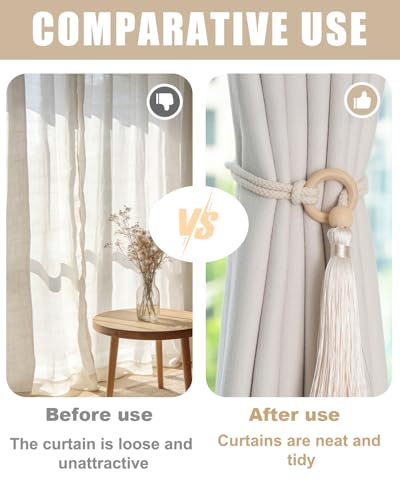 8 Pack Curtain Holdback Natural Rope Curtain Tiebacks