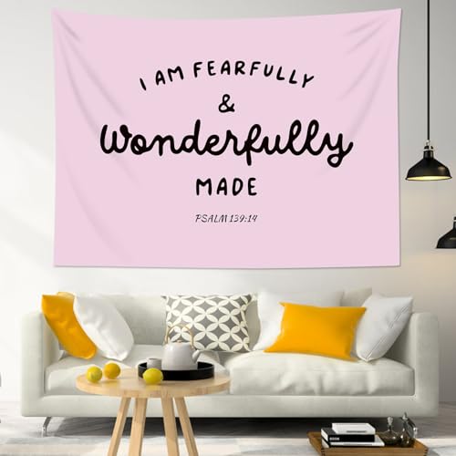 WEENEO Pink Christian Tapestry for Girls Bedroom,Bible Verse,60x40 Inch - color: Pink, size: 40"L x 60"W