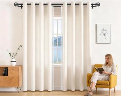KAMANINA 1 Inch Double Curtain Rods for Windows 36 to 72 Inches (3-6 Feet), Black Heavy Duty Double Curtain Rod, Telescoping Drapery Rod with Netted Texture Finials (Pack of 2) - color: Black, size: 36-72" (Pack of 2)