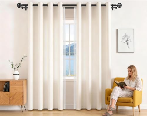 KAMANINA Double Curtain Rod 66 to 120 Inch, Long Adjustable Rods, Black - color: Black, size: 66-120"