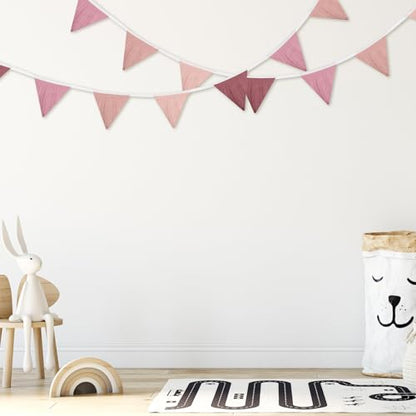 Oudain 2 Pcs Pennant Banner Flags Nursery Garland Triangle, Pink Color - color: Pink Color