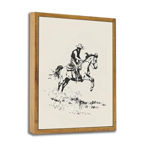 Framed Western Cowboy Canvas Wall Art for Living Room Bedroom 8"×10" | Cowboy Wall Art, Horse Pictures, Boys Room Wall Decor, Cool Stuff For Boys, Office Decorations For Work,Ready to Display - color: Cowboy, size: 8"L x 10"W