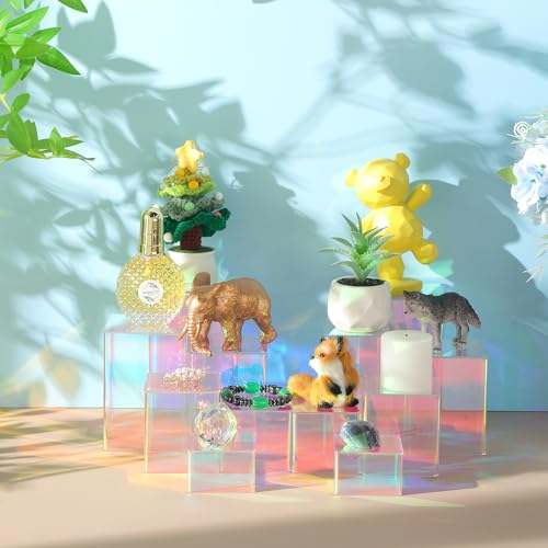 Thyle Square Acrylic Risers Display Stands, Colorful, 12 Pcs - color: Colorful