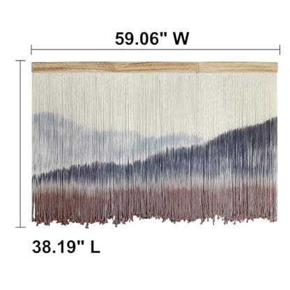 AKSWSHO Large Dip-Dye Macrame Wall Hanging Tapestry 59"x38" Boho Decor | Extra Large Handmade Dip-Dye Macrame Wall Hanging Cotton & Solid Wood Foldable design for Gifting Stunning Unboxing Surprise