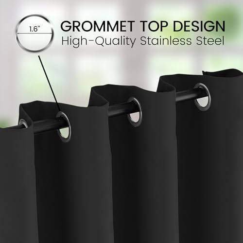 Extra Long Grommet Blackout Curtains, 1 Panel, Black, W52 x L156 - color: Black, size: 52"W x 156"L (Pack of 1)