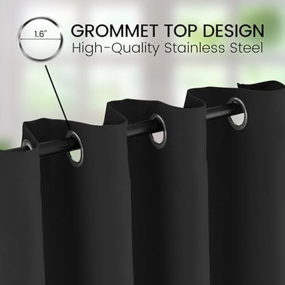 Extra Long Grommet Blackout Curtains, 1 Panel, Black, W52 x L156 - color: Black, size: 52"W x 156"L (Pack of 1)