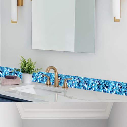 HOMETITUTE Peel and Stick Wallpaper Border 4x196in Blue Geometry Pattern - color: blue texture