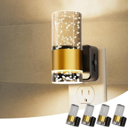 L LOHAS LED Night Light, Dimmable Night Lights Plug into Wall - color: Gold Ring-3000K, size: 4 Pack