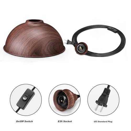 Plug in Pendant Light, 15FT Hanging Lights, On/Off Switch - color: Brown