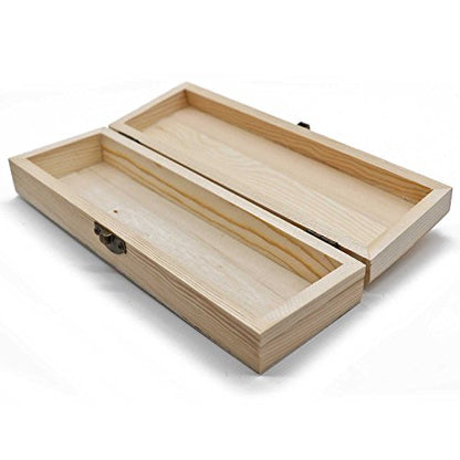 Plain Unfinished Wood Pencil Box, Unpainted Rectangle DIY Artist Tool and Brush Storage Box Case with Locking Clasp, Small - color: Natural