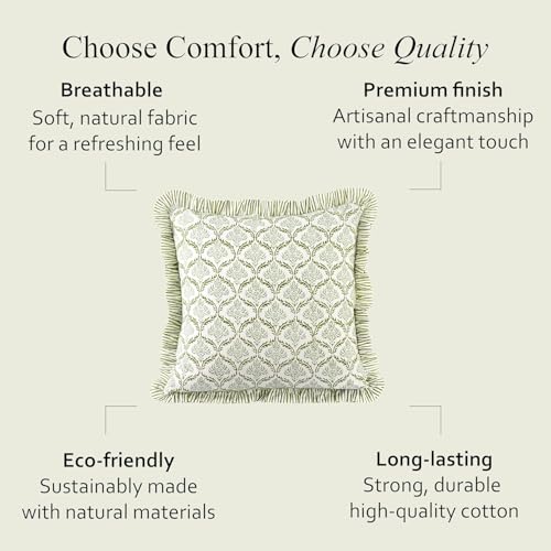 CPC Fern Regal Block Print Ruffle Pillow Cover 18x18 Inch, Pack of 2 - color: Fern Regal, size: 18" x 18" (Pack of 2)