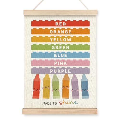 VGXKJIIOD Colorful Crayon Colors Educational Nursery Wall Art Poster 12x16 in, Colors Chart Learning Canvas Wall Decor Prints Sign Artwork for Kids Toddler Room Nursery Playroom Classroom Homeschool - color: Building blocks