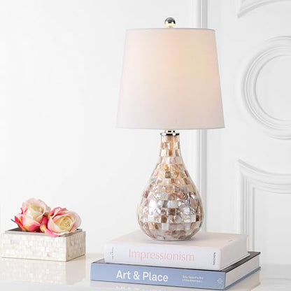 JONATHAN Y Mona Coastal Mini LED Table Lamp 20.5" Bedside, Seashell - color: Seashell