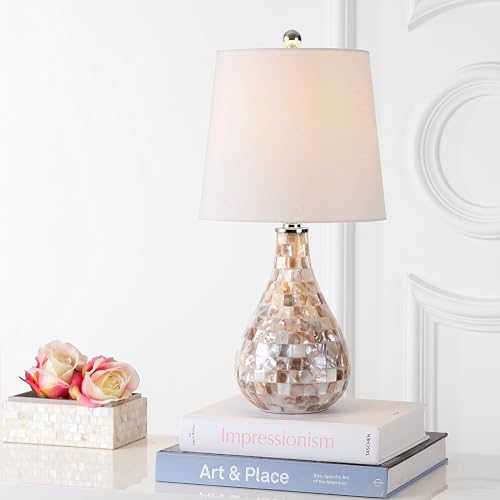 JONATHAN Y Mona Coastal Mini LED Table Lamp 20.5" Bedside, Seashell - color: Seashell