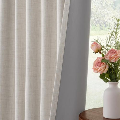 INOVADAY Linen Textured 100% Blackout Sliding Door Curtains 102x90 Beige - color: Beige, size: 102"W x 90"L (Pack of 1)