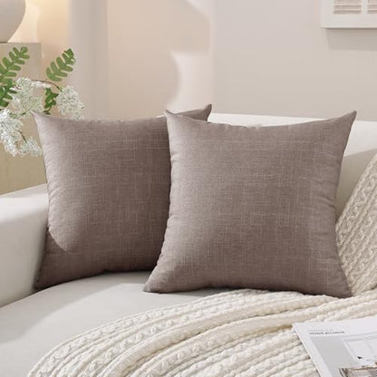 SYSLOON Linen Throw Pillow Covers Set of 2,16x16 Pillow Covers,Coffee - color: Coffee, size: 16" x 16" (Pack of 2)