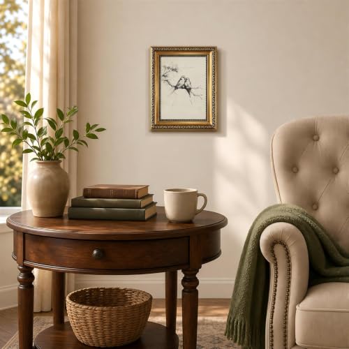 Vintage Gold Framed Sketch Birds Wall Art 8x10in - color: Gold Framed-04, size: 10"L x 8"W