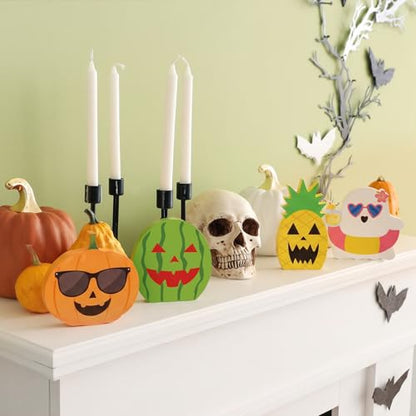 Kathfly 4 Piece Halloween Tray Decor, Spooky Wooden Fruit Accents - style: Tropical Fruit