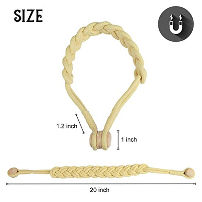 BEL AVENIR Curtain Tiebacks Magnetic 2 Pack Woven Drapery Holdback - color: Yellow -2pack