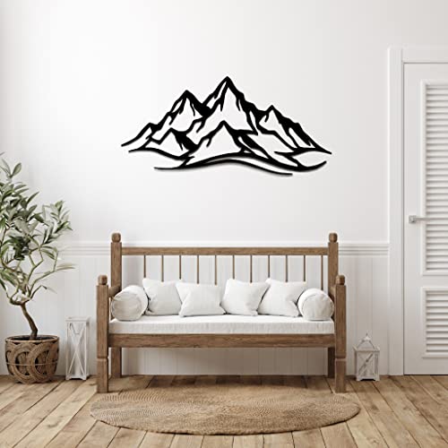 METALPLEX Mountain Range Metal Wall Art – Modern Aluminum Composite Wall Decor for Living Room, Bedroom, Office & Entryway – Lightweight, Rust & Fade Resistant & Easy to Install – Black, 47" x 22"