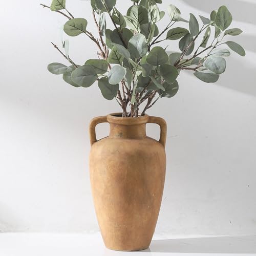 Ceramic Vase with 2 Handles, 11.41 Inch Rustic Farmhouse Vase - color: 103-2-11.4in